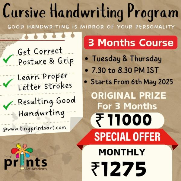 Cursive Handwriting Program ( 3 Months Course ) May 2025 cover