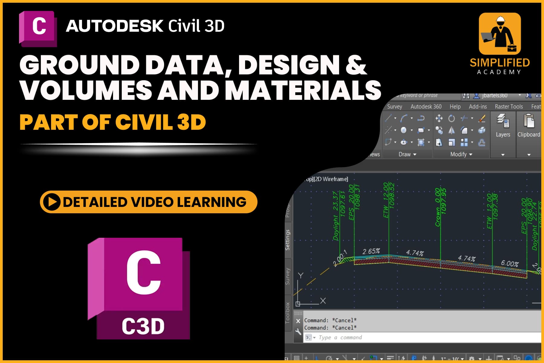 Ground Data, Design &  Volumes and Materials in Autodesk Civil 3D cover