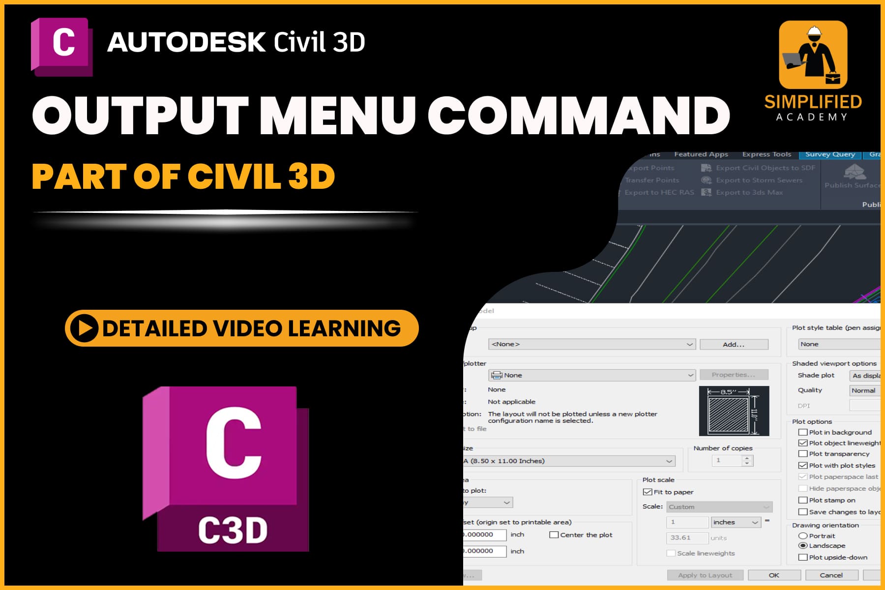 Output Menu Command in Autodesk Civil 3D cover