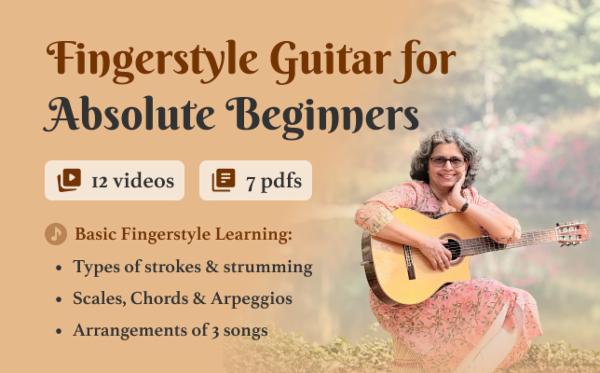 Basic-1 Fingerstyle Guitar for Absolute Beginners: 12 Videos Course cover