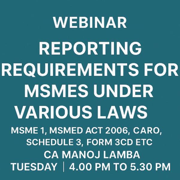 REPORTING REQUIREMENT OF MSME UNDER VARIOUS ACT ( MSME-1, MSMED ACT 2006, FORM 3C, CARO, SHD-III) cover