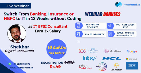 Switch to Tech without Coding: Live Webinar cover