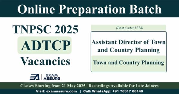 Online Batch for TNPSC 2025-ADTCP at TCP by Exam Assure Classes (Live Classes from 21 May 2025) cover
