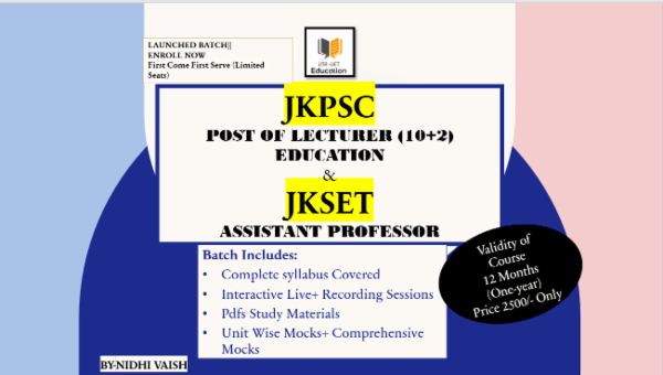 JKPSC POST OF LECTURER (10+2) EDUCATION 2025||JKSET ASSISTANT PROFESSOR 2025 cover