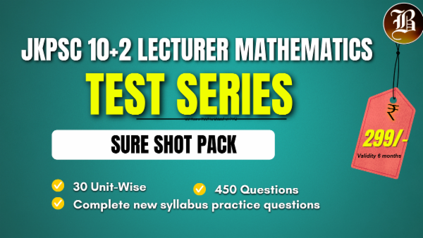 SURE SHOT TEST SERIES JKPSC 10+2 LECTURER MATHEMATICS cover