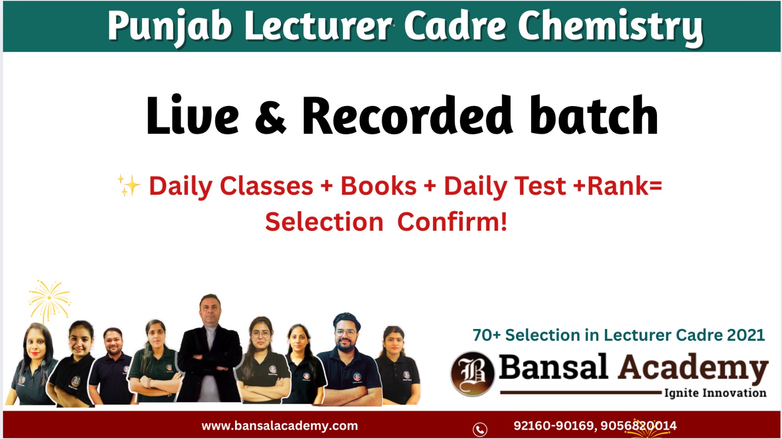 LECTURER CADRE CHEMISTRY MISSION SELECTION BATCH cover