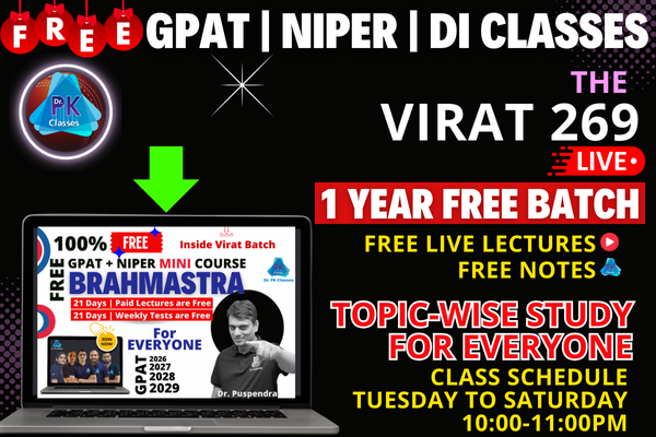 The Virat 269 Live - Free 1 Year Batch | For GPAT, NIPER & Drugs Inspector Preparation cover