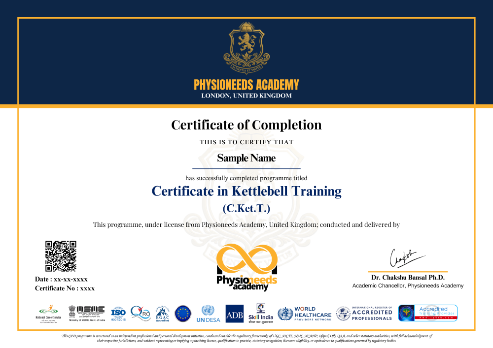 Sample Kettlebell Training certificate image - landscape format