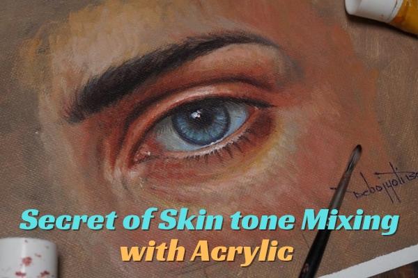 Unlock the Secret of Skin Tone Mixing: Paint a Realistic Eye in Acrylic with Just 5 Colors & 1 Brush cover