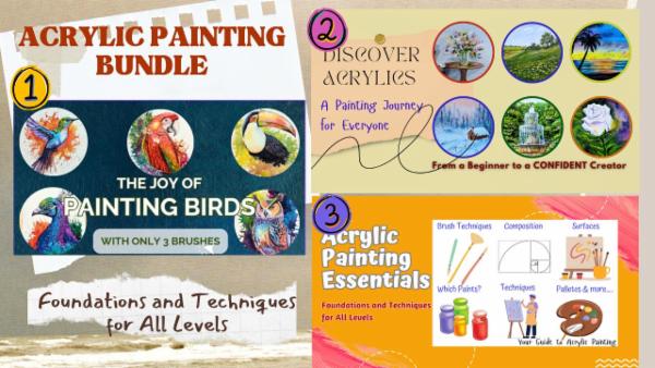 Joy of Bird Painting & Acrylic Landscape BUNDLE cover