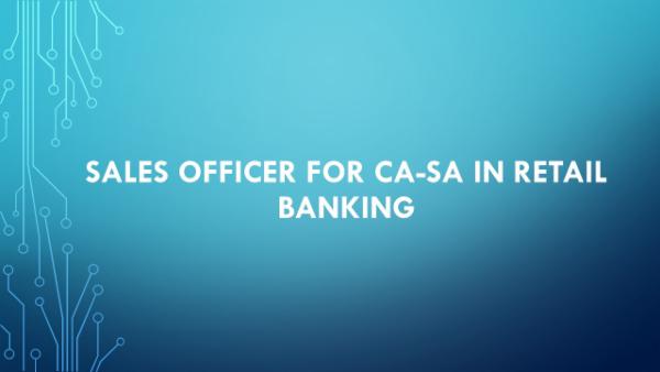 Sales Officer - Retail Banking cover