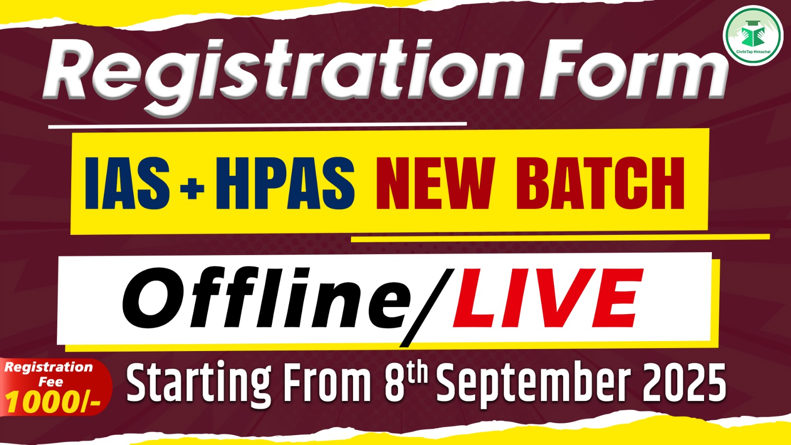 Registration Form of NT/Allied /HPAS 2026 Offline/Live Batch -12 cover