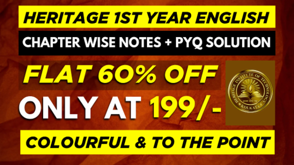 HERITAGE 1ST YEAR ENGLISH CHAPTER WISE NOTES+PYQ WITH SOLUTION cover