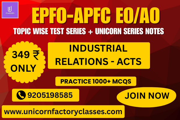 UPSC EPFO APFC EO/AO TEST SERIES - INDUSTRIAL RELATIONS (ACTS) cover
