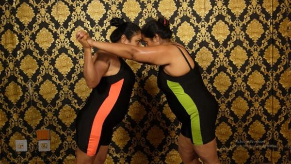 A test of strength match between two senior women cover