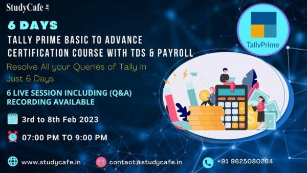Tally Prime Basic to Advance Certification Course cover