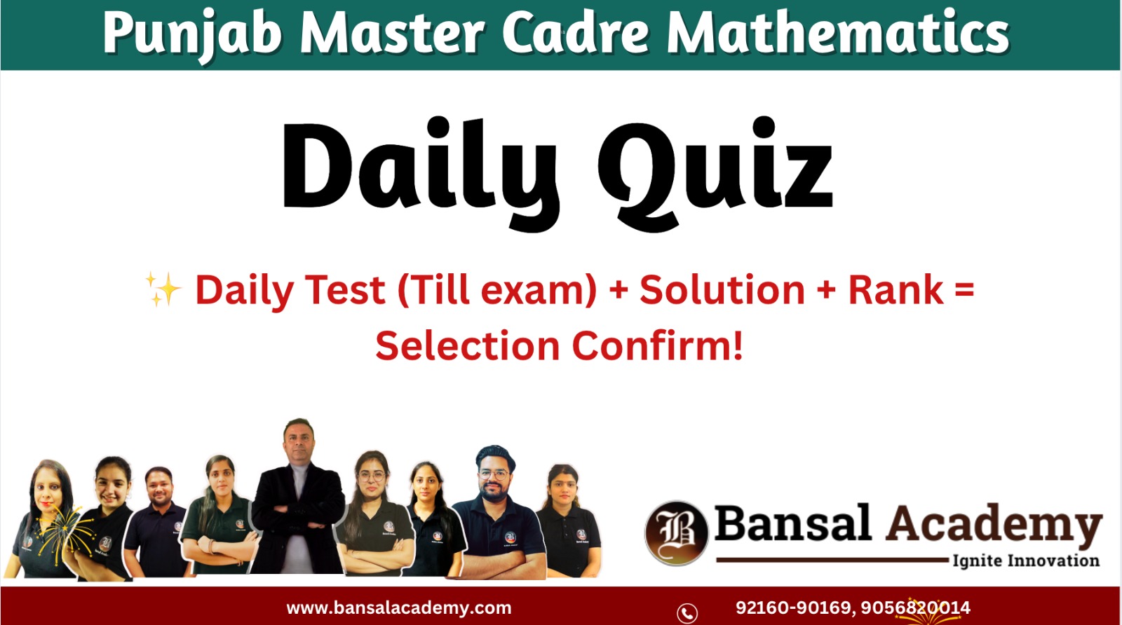 Punjab Master cadre mathematics Daily Quiz