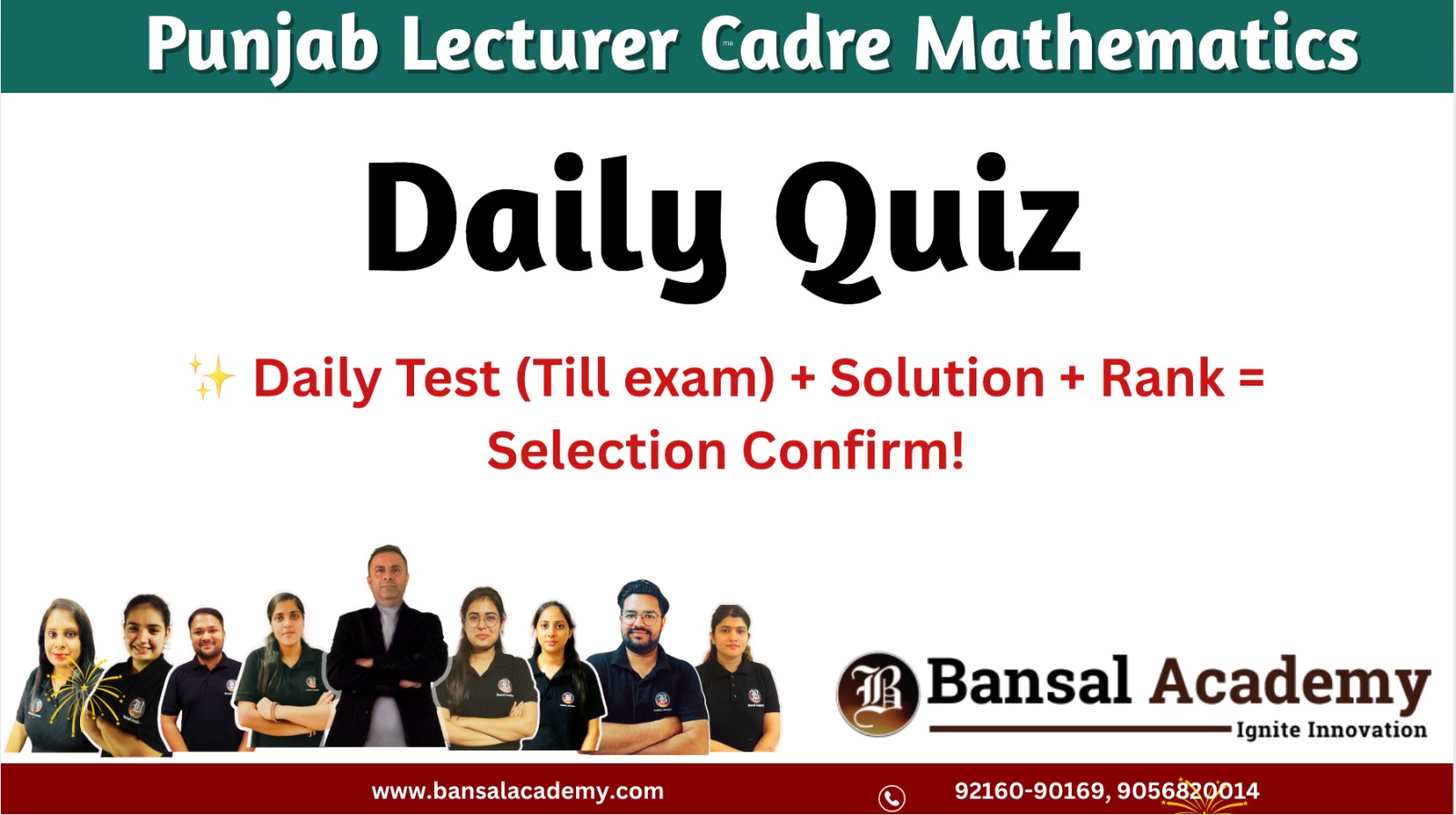 Punjab Lecturer Cadre Mathematics Daily Quiz cover