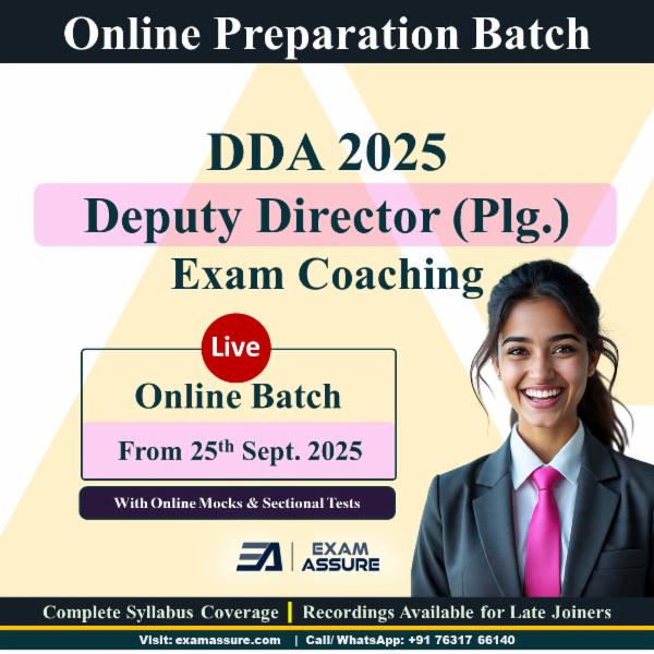 Online Batch for DDA 2025-Deputy Director (Planning) Vacancies by Exam Assure Classes (Live Classes from 25 Sept. 2025) cover
