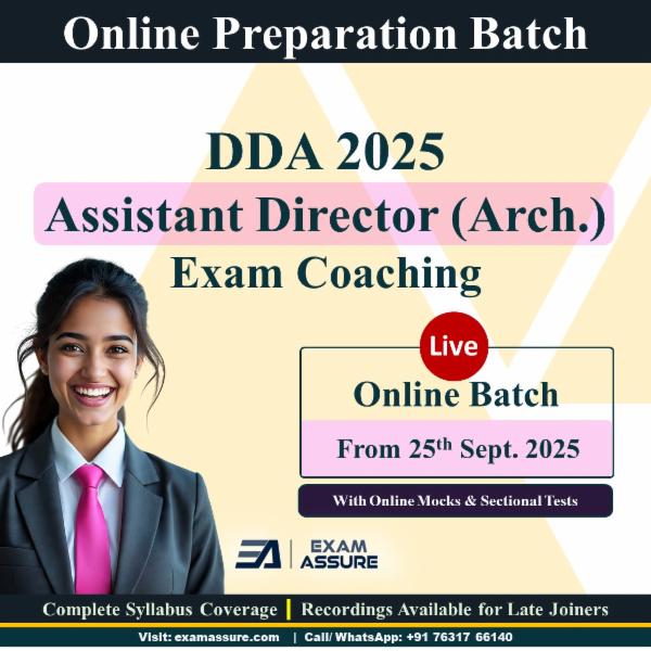 Online Batch for DDA 2025-Assistant Director (Architect) Vacancies by Exam Assure Classes (Live Classes from 25 Sept. 2025) cover