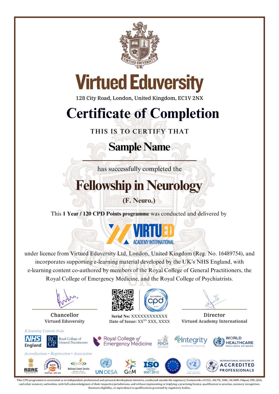 Fellowship in Neurology certificate 1