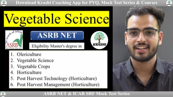 VEGETABLE SCIENCE ASRB NET MOCK TEST SERIES BY KRASHI for ASRB NET/SMS/STO cover