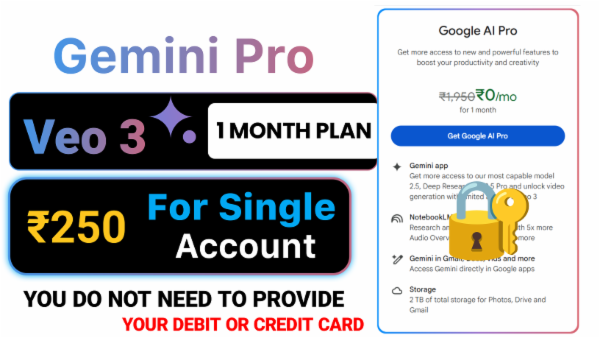 Gemini Ai 1 Month Subscription Without Debit or Credit Card 2025 cover