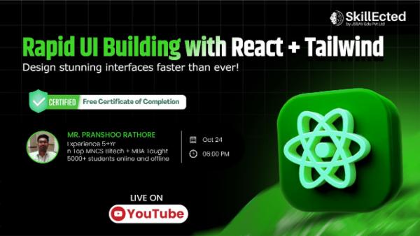 Rapid UI Building with React + Tailwind Design stunning interfaces faster than ever!   cover