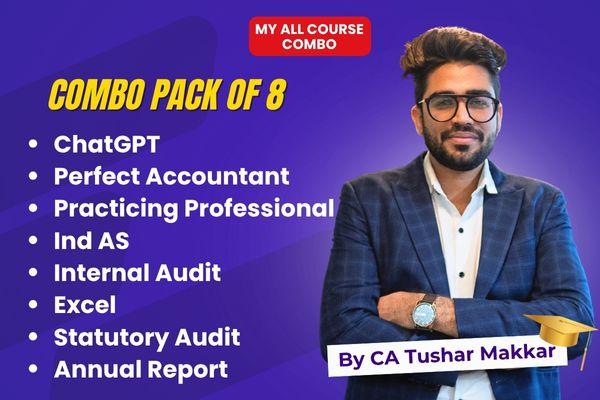 All 8 course Combo - Internal Audit, Statutory Audit, Perfect Accountant, ChatGpt, Ind AS, Practicing Professional and Annual report analysis cover