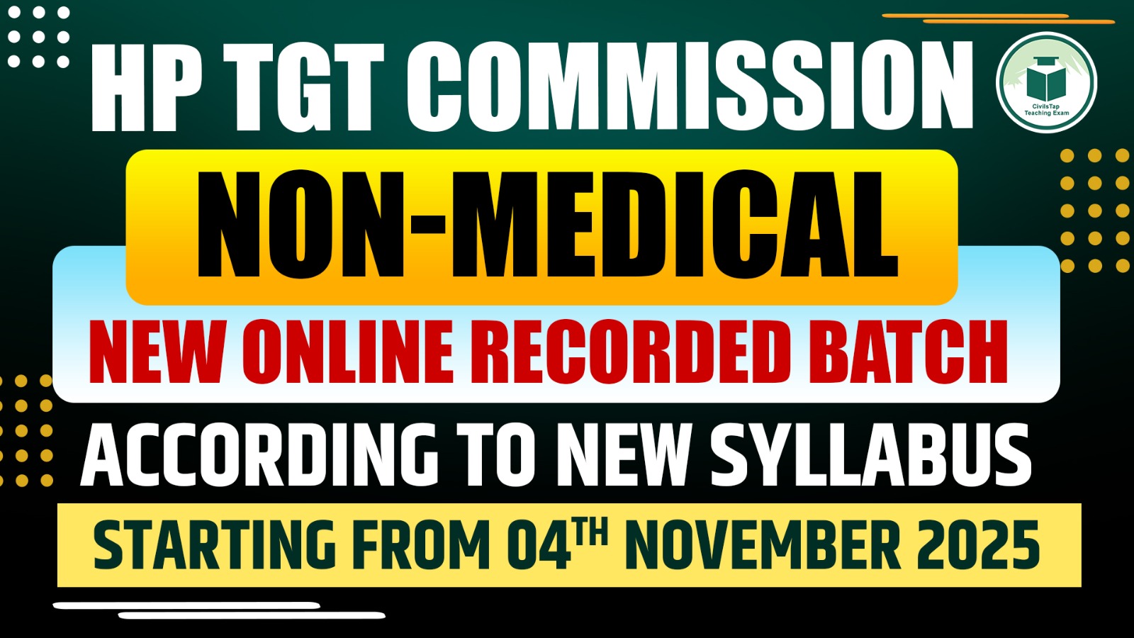 HP TGT 2025 | Non-Medical | Recorded Batch | As per New Syllabus cover