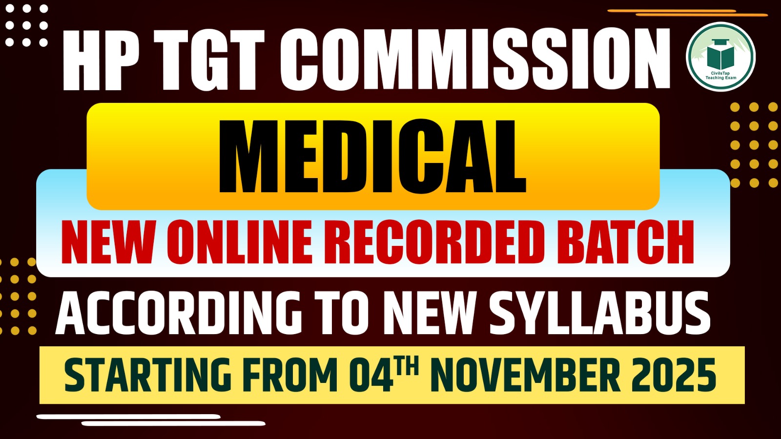 HP TGT 2025 | Medical | Recorded Batch | As per New Syllabus cover