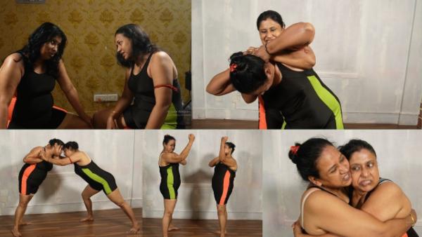 A heavyweight wrestling clash between two housewives cover