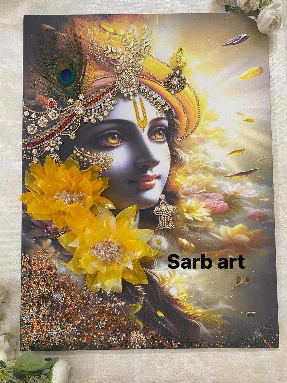 Krishna 3d flower photo resin with jewelry embellishment cover