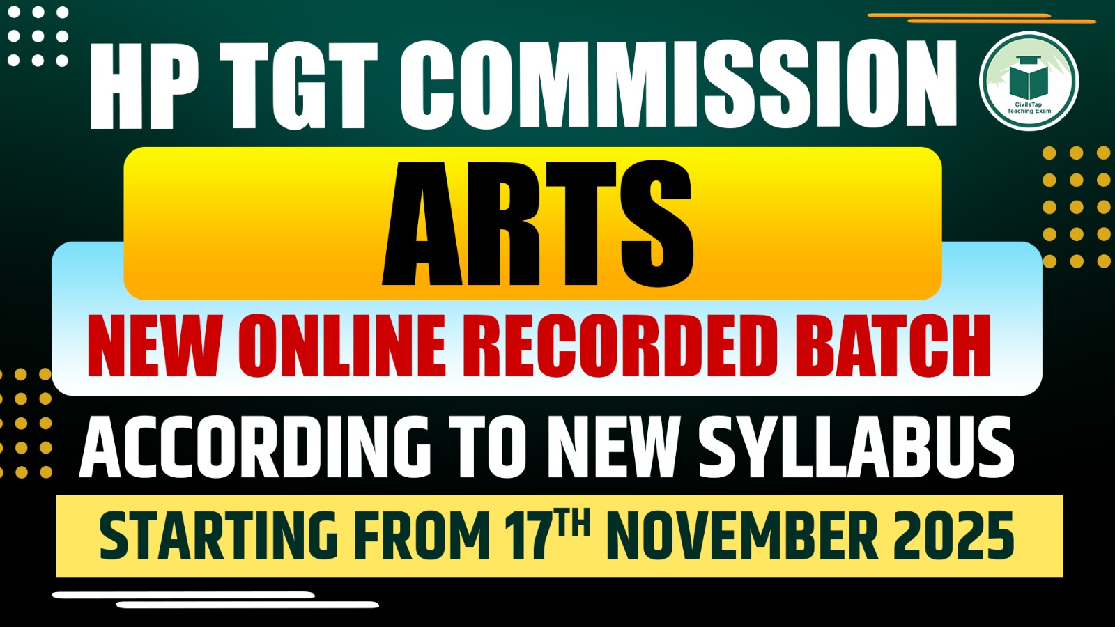 HP TGT 2025 | ARTS | Recorded Batch | As per New Syllabus cover