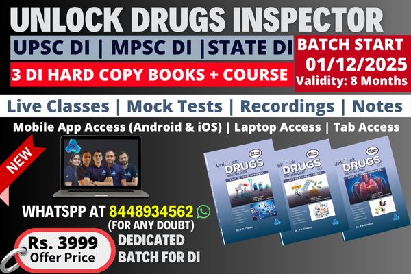 Unlock DI (3 Book Set) & Course Batch (For Central & State DI Exams) | Pharma & Non-Pharma Subjects | 8 Months Validity cover