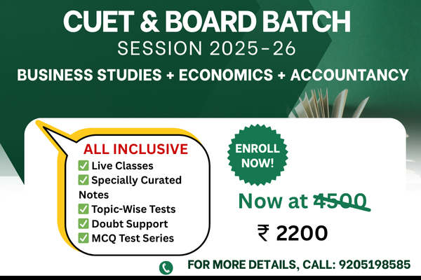 CUET & 12th Board - Commerce "Business Studies, Economics & Accountancy" cover
