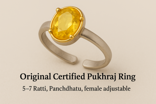 Original Certified Pukhraj Ring 5-7 Ratti cover