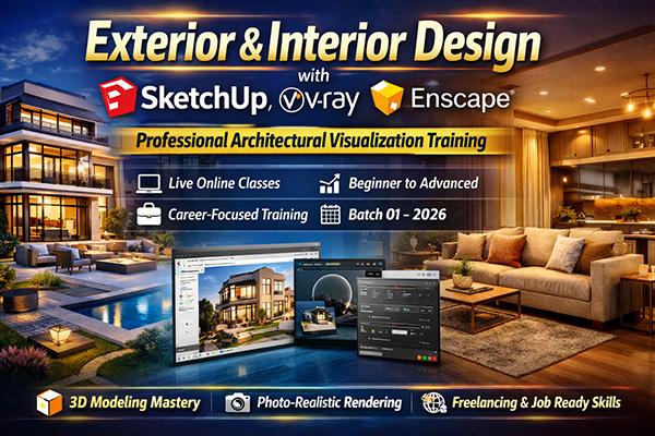Exterior & Interior Design with SketchUp, V-Ray & Enscape cover