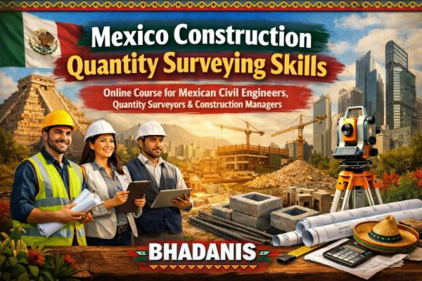 Mexico Construction Quantity Surveying skills Online Course for Mexican Civil Engineers, quantity surveyors and construction managers cover