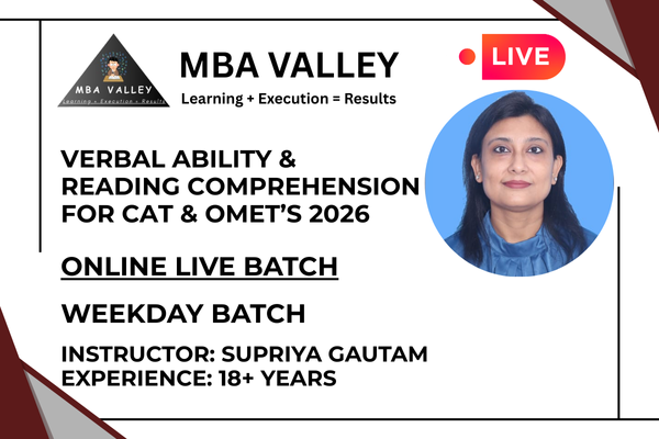 Verbal Ability & Reading Comprehension For CAT & OMET'S 2026 (Online Live Weekday Batch) cover