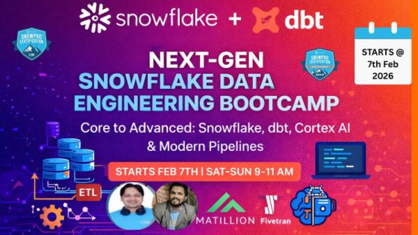 LIVE Next-Gen Snowflake Data Engineering: dbt, Cortex AI, Snowpark & Modern Pipelines cover