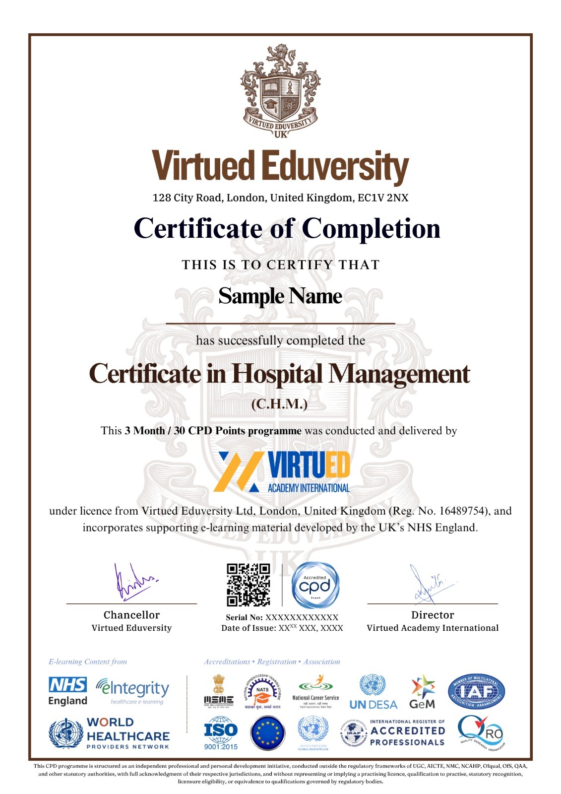 Certificate in Hospital Management certificate 1