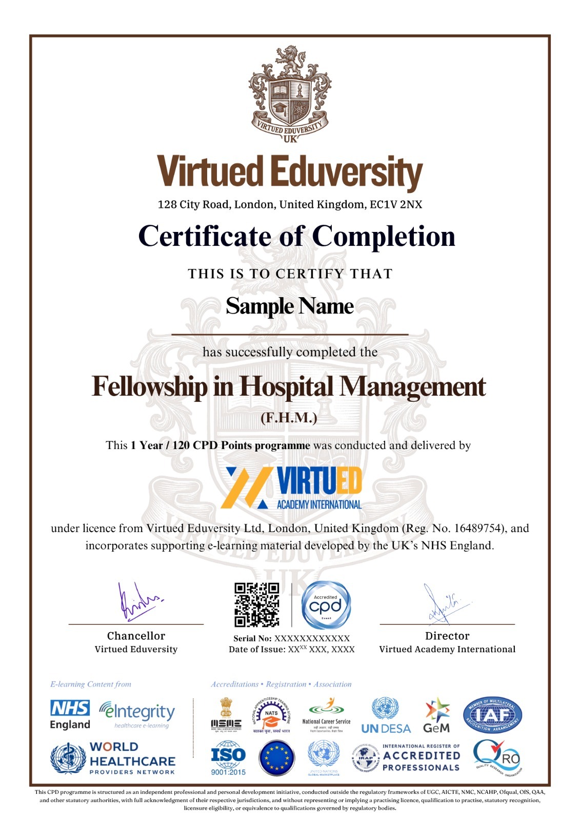 Fellowship in Hospital Management certificate 1