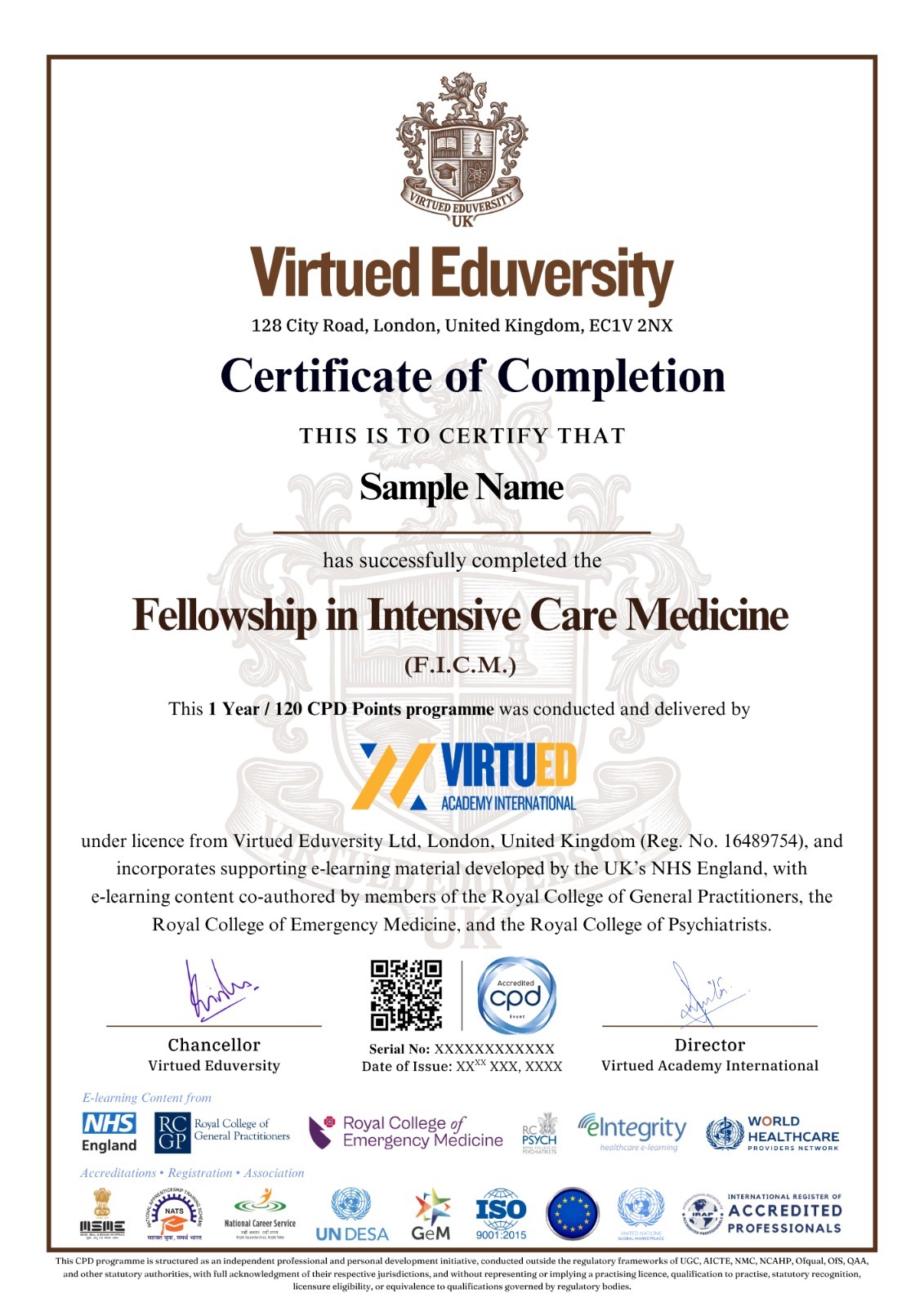 Fellowship in Intensive Care Medicine certificate 1