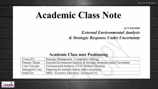External Environmental Analysis & Strategic Response Under Uncertainty cover