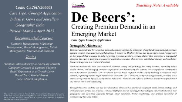 De Beers’: Creating Premium Demand in an Emerging Market cover