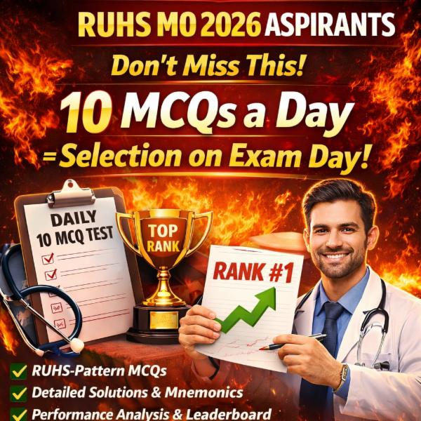 “10 MCQs a Day = Selection on Exam Day.” RUHS MO New Pattern Expected MCQs, Free Test Program cover