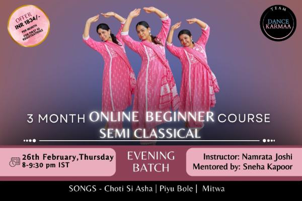 3 Month Online Beginner Semi-classical Course - Evening Batch cover
