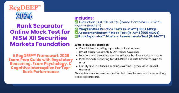 NISM XII Securities Markets Foundation RegDEEP™ Rank Separator Online Mock Test Series 2026 cover