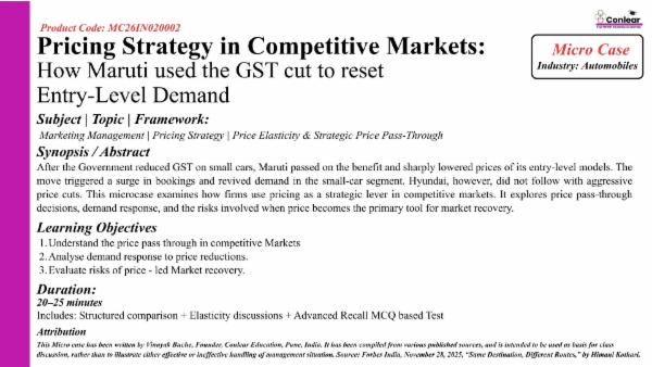 Pricing Strategy in Competitive Markets: How Maruti used the GST cut to reset Entry-Level Demand cover